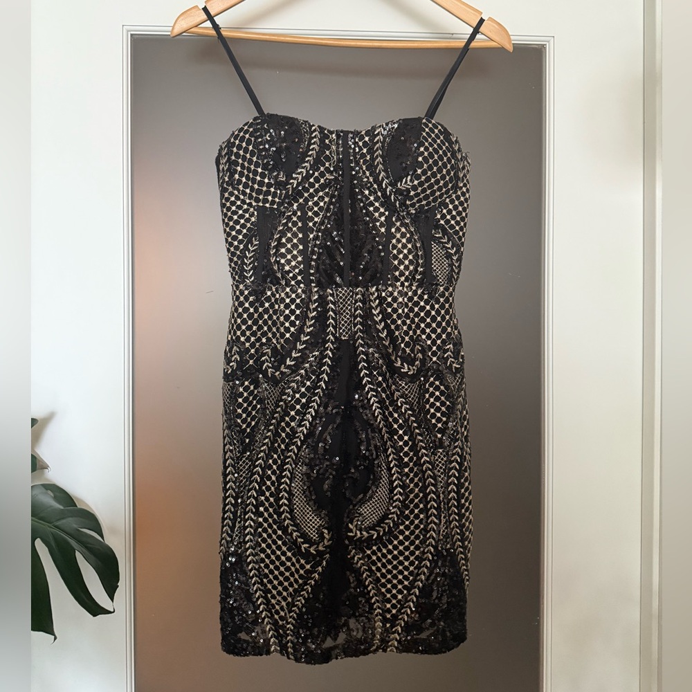 Boohoo Black Embellished Mini Dress
